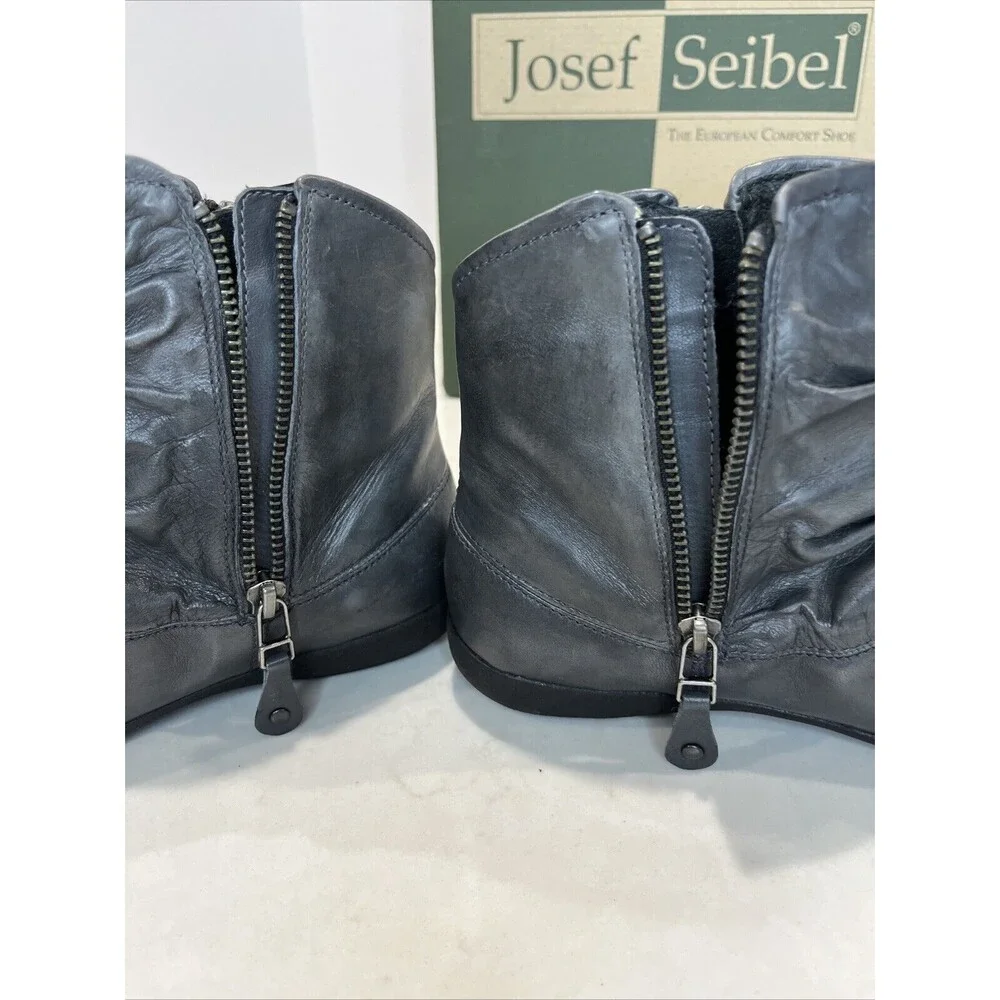 Josef‎ Seibel NEW Gray Leather Side Zip Ankle Boot Bootie EU 37 US 6-6.5 Comfort